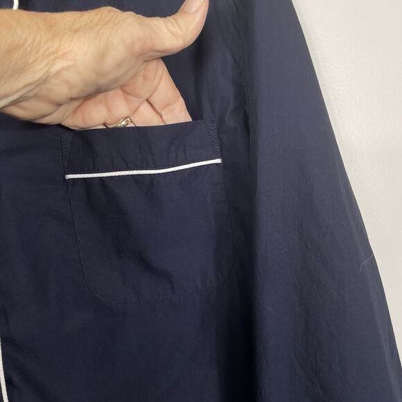 Quince 100% Organic Cotton Pajama Set Womens M Navy Button Up Drawstring Classic - Picture 6 of 16